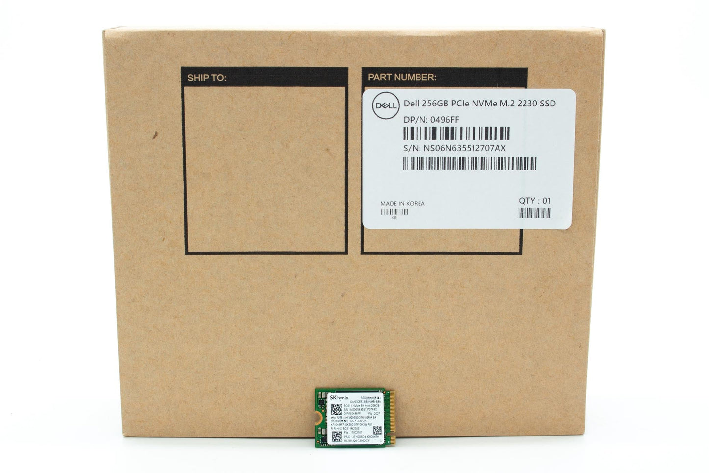 Dell 256GB, SSD, PCIe-34, M.2, Height 2.38mm, HYNIX, BC511