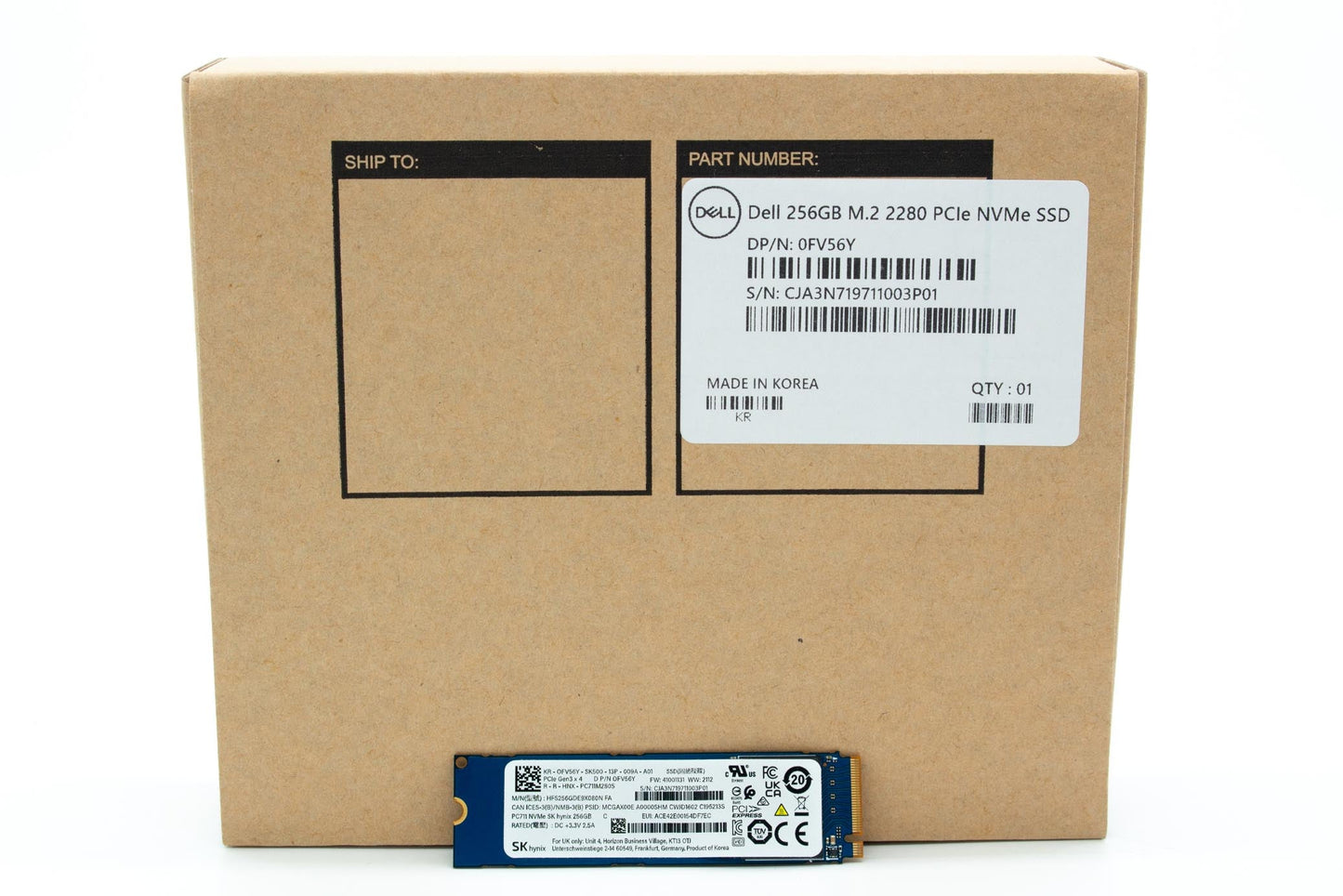 256G Hynix HFS256GDE9X080N PC711M280S M.2 2280 PCIe Gen3x4 FV56Y 0FV56Y