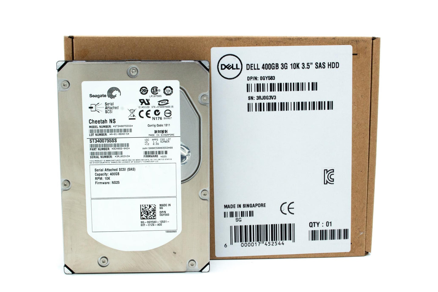 Dell 400GB SAS HDD, 10000 rpm, 3.5"