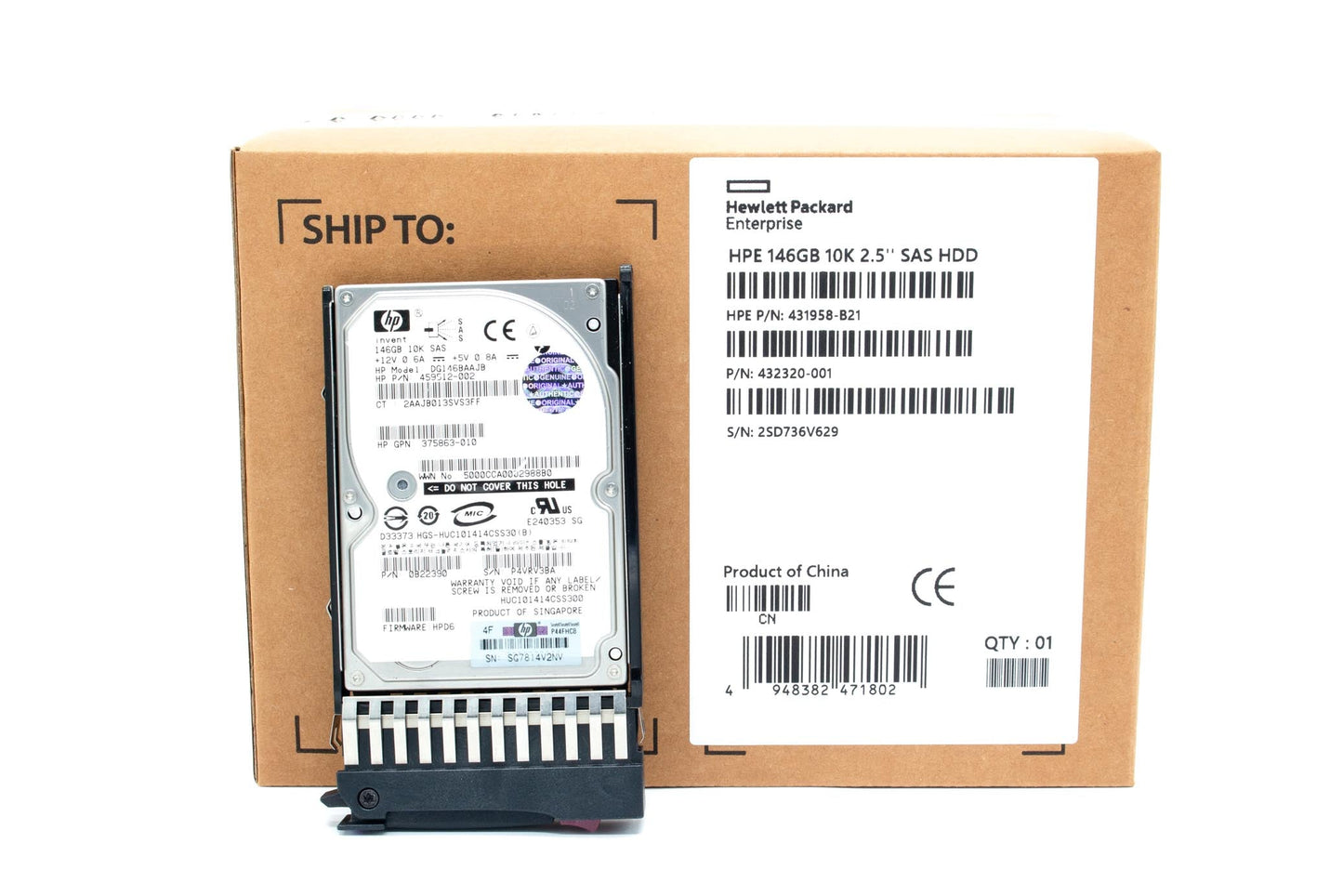 146GB hot-plug single-port SAS hard disk drive - 10,000 RPM, 3Gb/sec transfer rate, 2.5-inch small form factor (SFF)