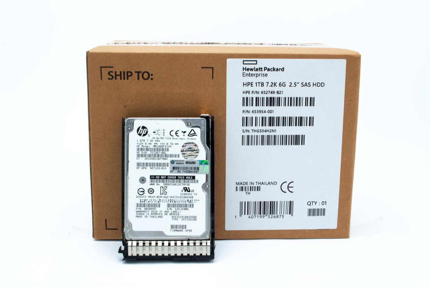 1TB hot-plug dual-port SAS hard disk drive - 6Gb/sec transfer rate, 7,200 RPM, 2.5-inch small form factor (SFF), Midline, SmartDrive Carrier (SC) - Not for use in MSA products - For use with Gen8/Gen9 or newer