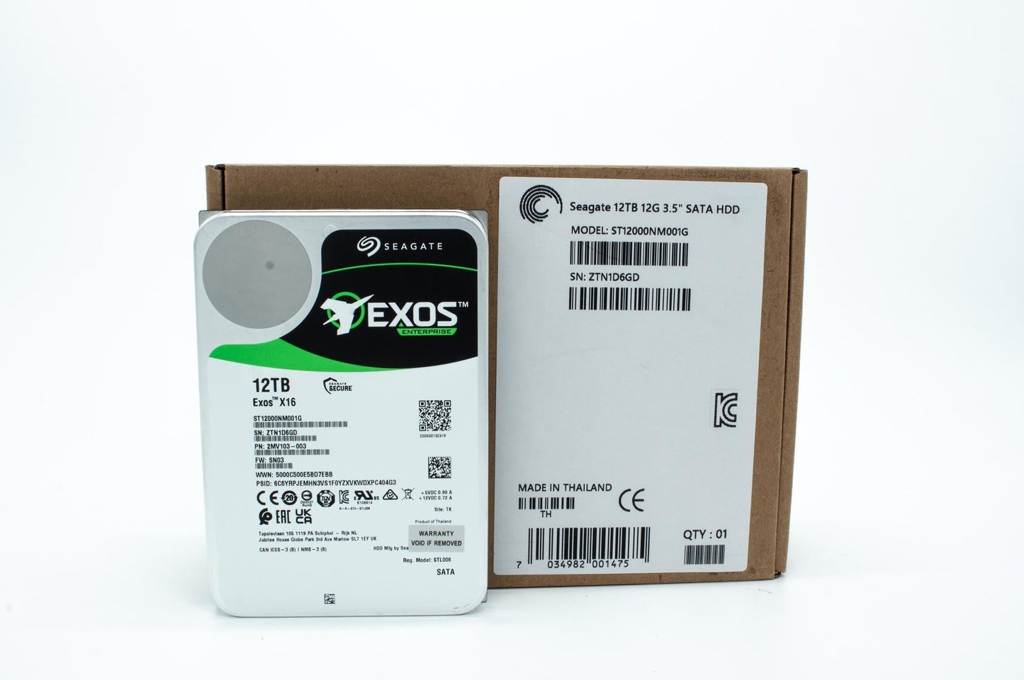 Seagate Exos X16, 12TB, Enterprise HDD Internal Hard Drive, SATA, 3.5", SATA 6Gb/s (ST12000NM001G)