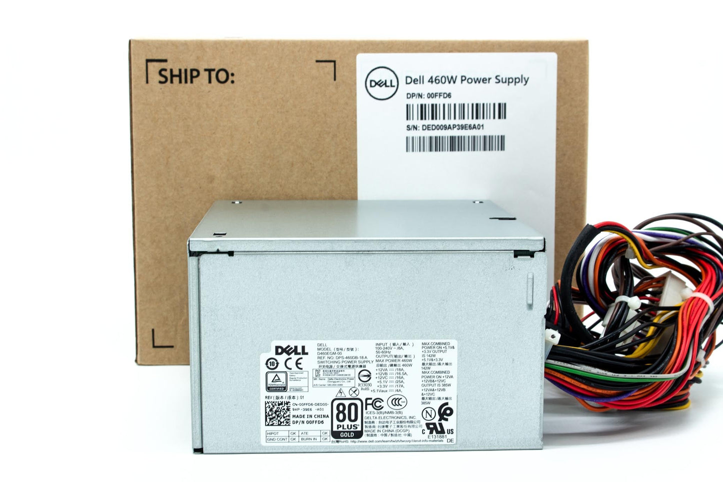 Dell 00FFD6 80 Plus Gold 460W Desktop Power Supply D460EGM-00