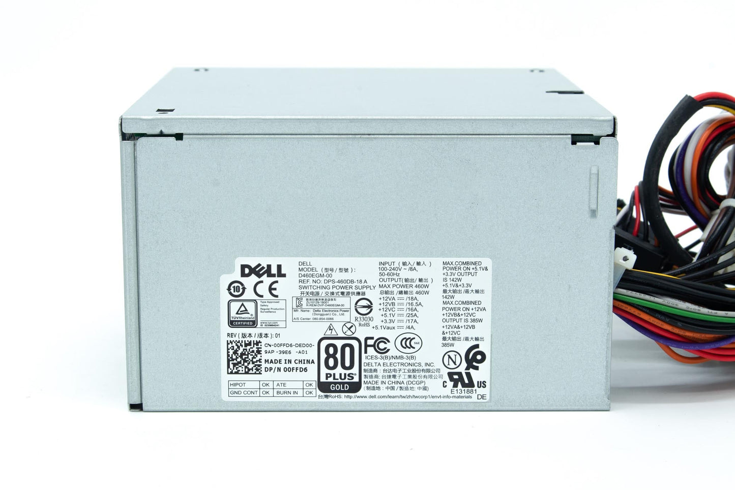 Dell 00FFD6 80 Plus Gold 460W Desktop Power Supply D460EGM-00