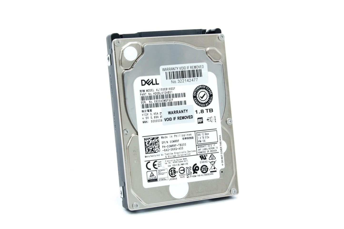 Dell 1.8TB, 10000 rpm, 2.5", SAS, 12Gbps
