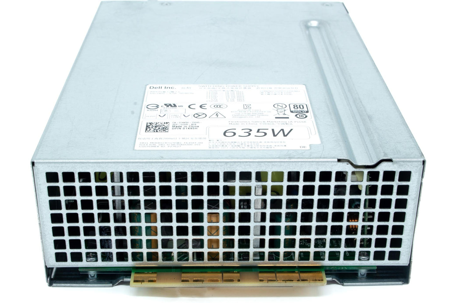 Dell Power Supply Unit, 635W output, 80 Plus Gold efficiency, compatible with Dell Precision T3600 and T5600 systems.