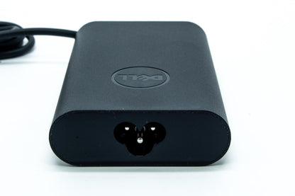 Dell 65W AC adapter with 19.5V output, USB Type-C connector, compatible with various Dell notebooks, indoor use only.