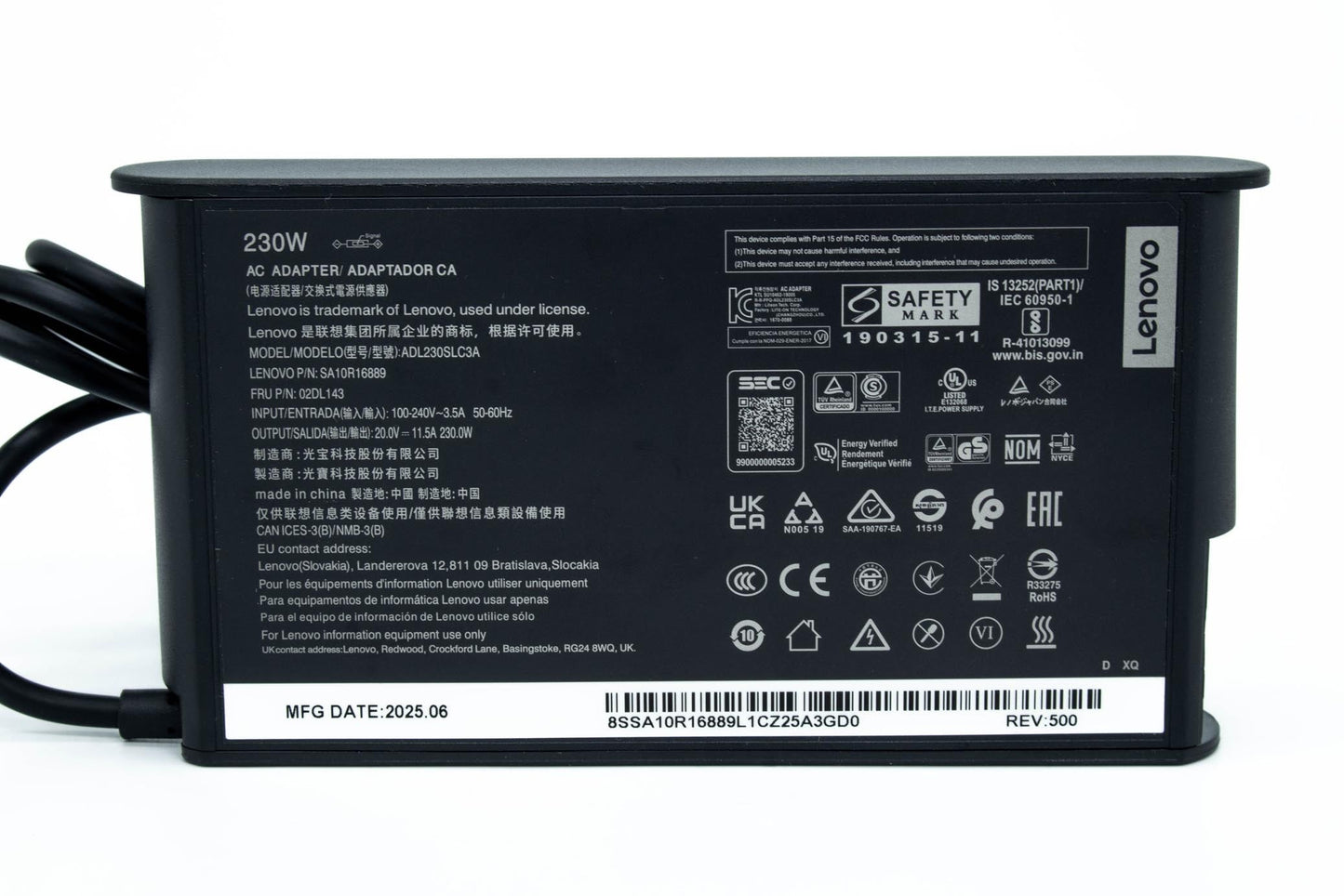 Lenovo AC_ADAPTER,Rectangle,230W,3P,Black