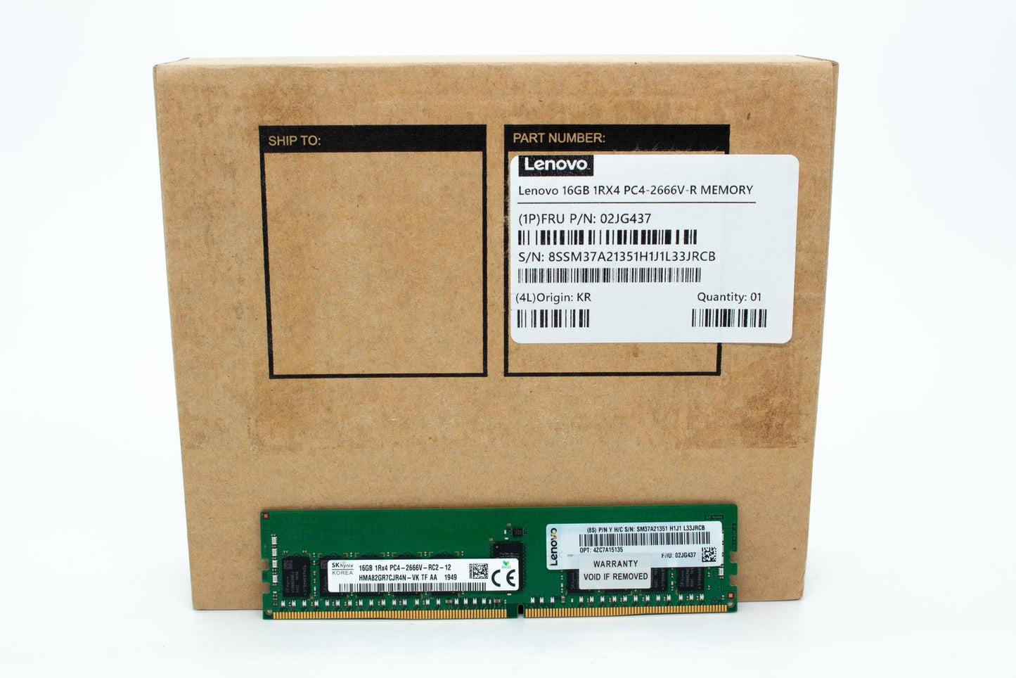 SK HYNIX HMA82GR7AFR4N-VK 16GB 1RX4 PC4-2666V DDR4 MEMORY,02JG437