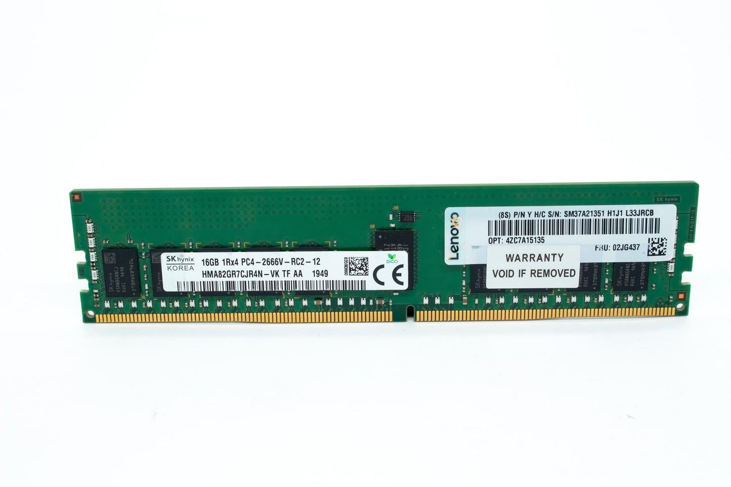 SK HYNIX HMA82GR7AFR4N-VK 16GB 1RX4 PC4-2666V DDR4 MEMORY,02JG437