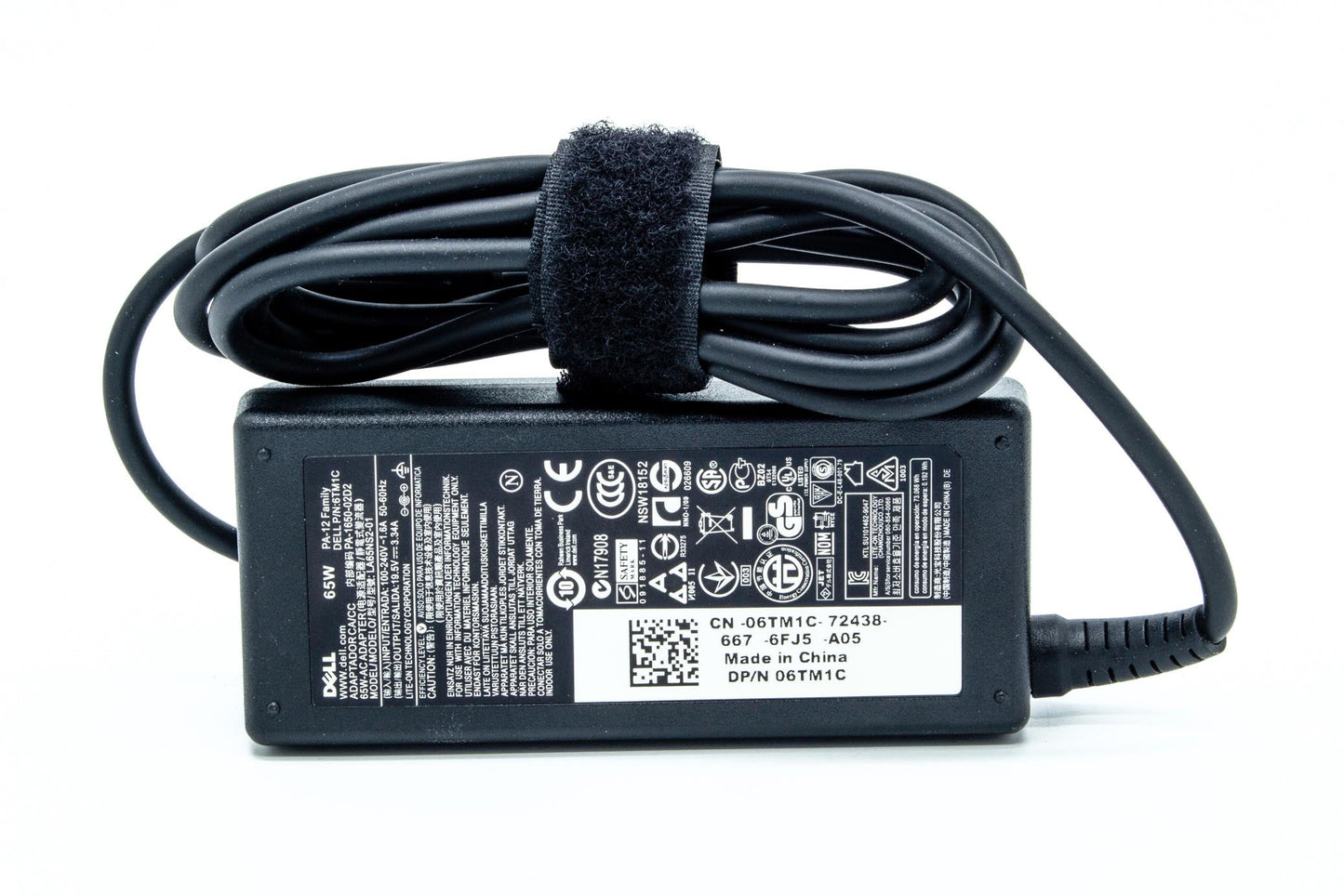 Dell AC Adapter, 65W, 19.5V, 3 Pin, 7.4mm, C6 Power Cord, Lot 6