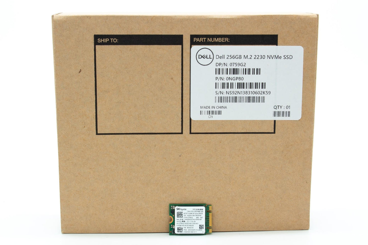 Dell 256GB, SSD, PCIe-32, M.2, 22mm/30mm/2.38mm, NVMe, Three Level Nand, Mixed