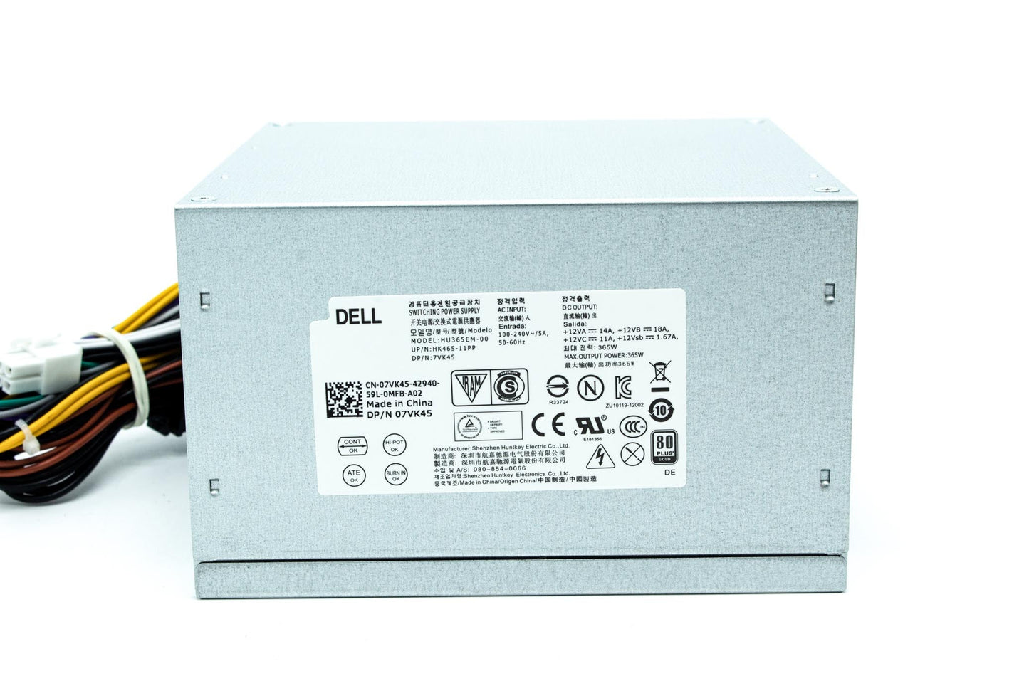 Dell 365 Watts, Mini Tower, Huntkey, 7VK45 and T1M43 are interchangable, the PSU will be also ship with TechSheet and cable tie, Remind customer/DSP to apply the cable tie on the PSU P3 cable per TechSheet, E-Star, Power Supply