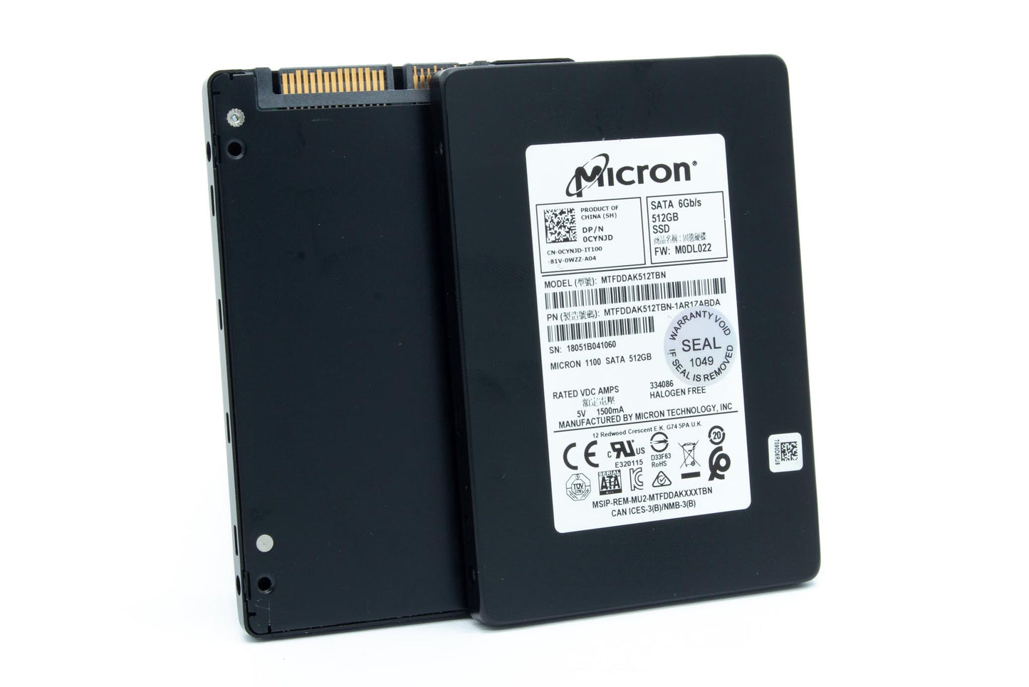Dell SSD, 512 GB, Non Encrypted, SATA3, 2.5 inch, Height 7mm, Three Level Cell, Micron, (1100)