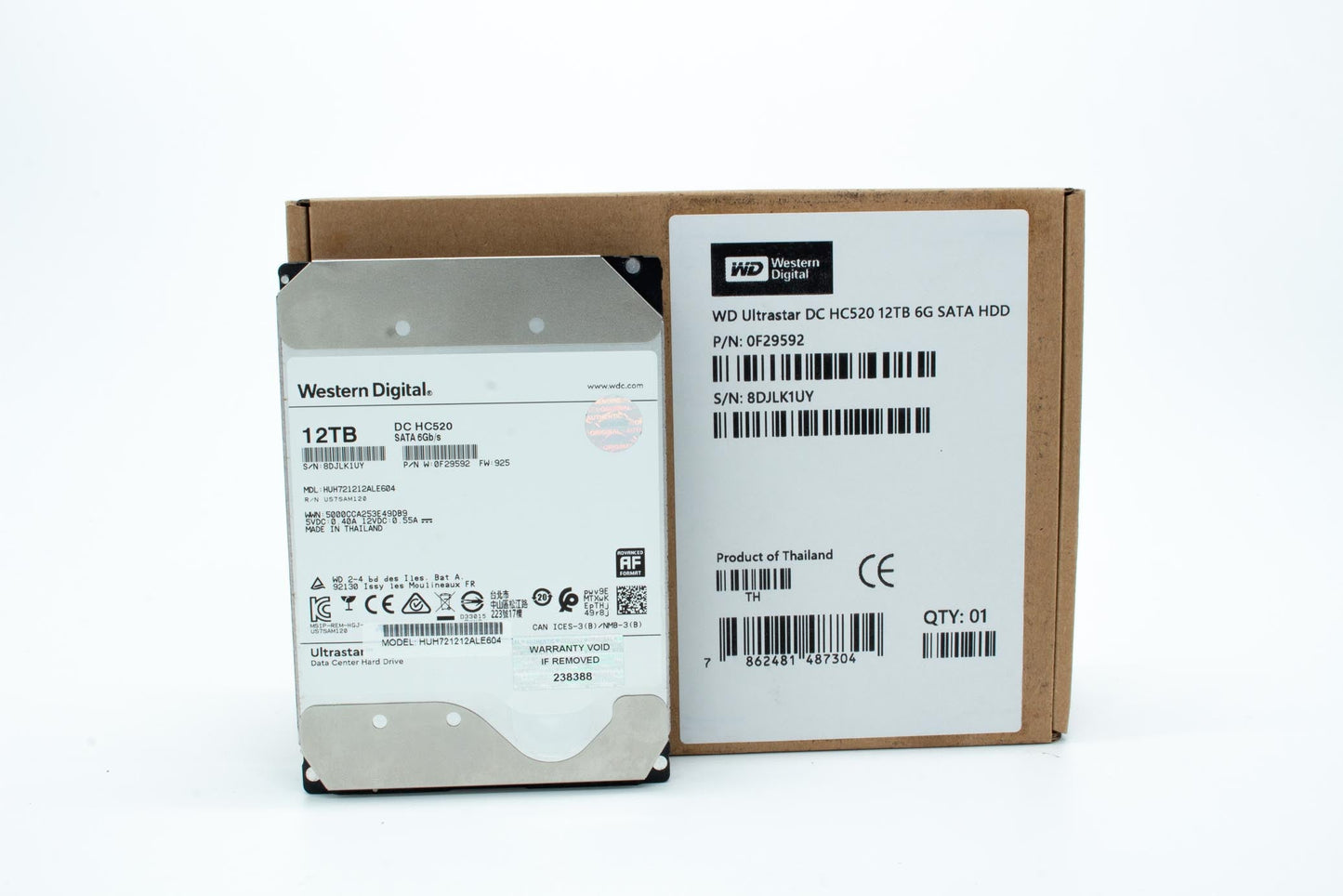 WD Ultrastar DC HC520 12TB 7.2K RPM SATA 6Gb/s 3.5" HDD HUH721212ALE604 0F29592