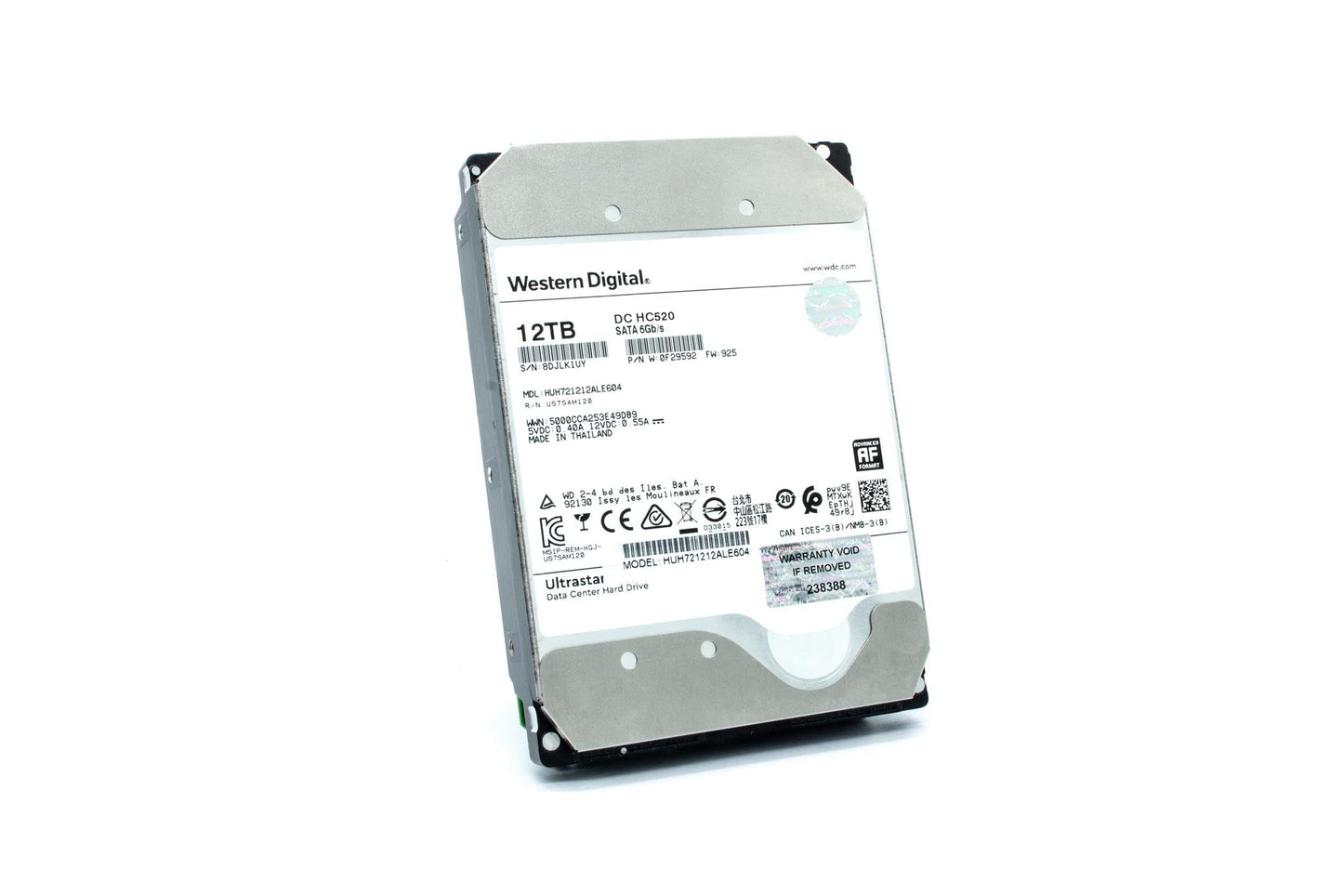 WD Ultrastar DC HC520 12TB 7.2K RPM SATA 6Gb/s 3.5" HDD HUH721212ALE604 0F29592