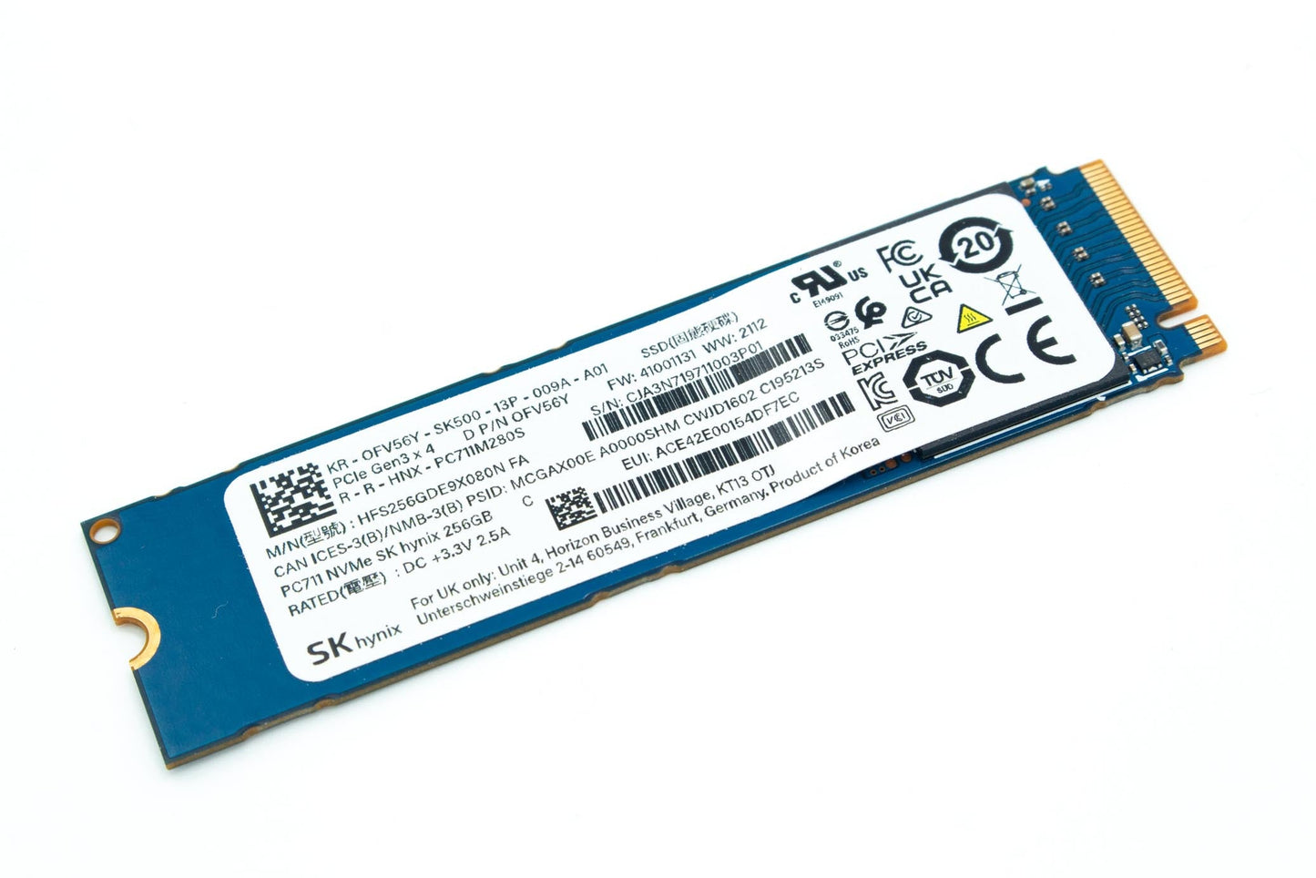 256G Hynix HFS256GDE9X080N PC711M280S M.2 2280 PCIe Gen3x4 FV56Y 0FV56Y