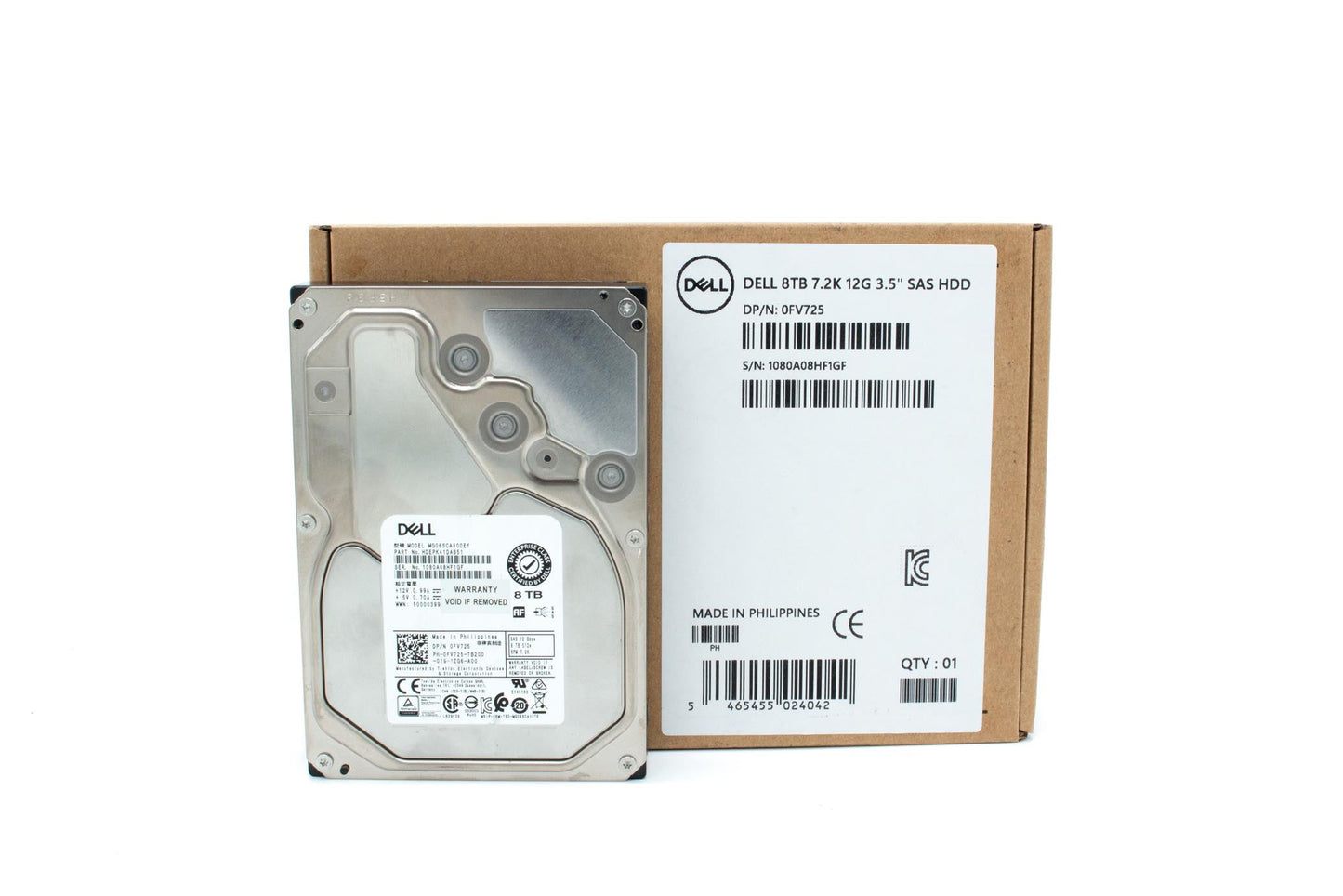 FV725 DELL 8TB 7.2K NL SAS 12Gbps 3.5in 512e HDD 0FV725 MG06SCA800EY