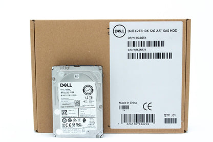 Dell 1.2TB SAS hard disk drive, 10K RPM speed, 512B sector size, 2.5-inch form factor, hot-plug capability for enterprise use.
