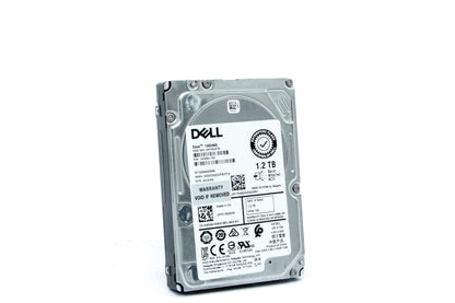Dell 1.2TB SAS hard disk drive, 10K RPM speed, 512B sector size, 2.5-inch form factor, hot-plug capability for enterprise use.