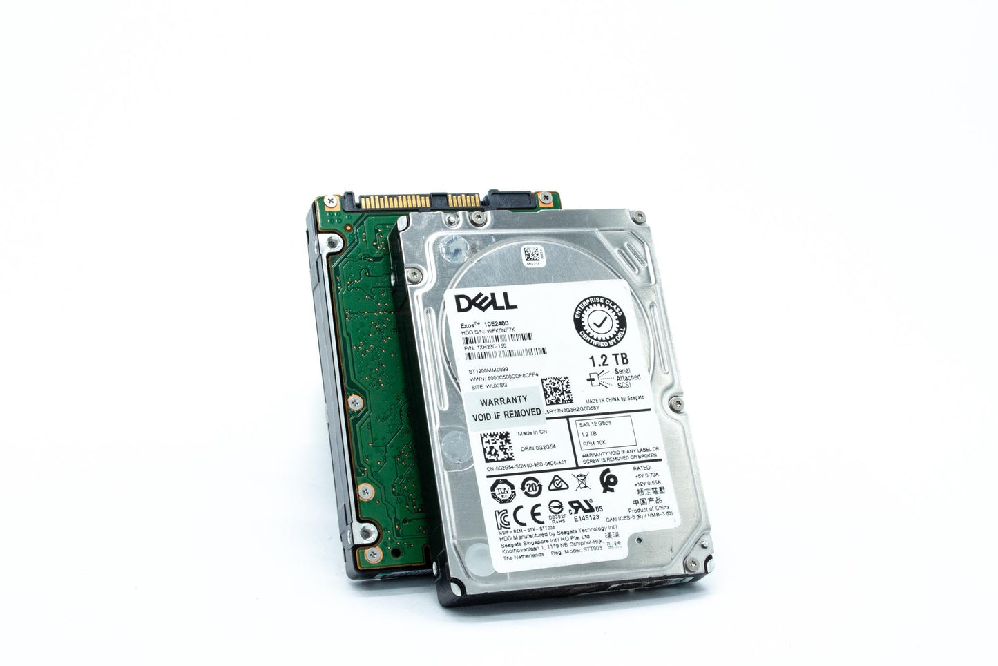 Dell 1.2TB SAS hard disk drive, 10K RPM speed, 512B sector size, 2.5-inch form factor, hot-plug capability for enterprise use.