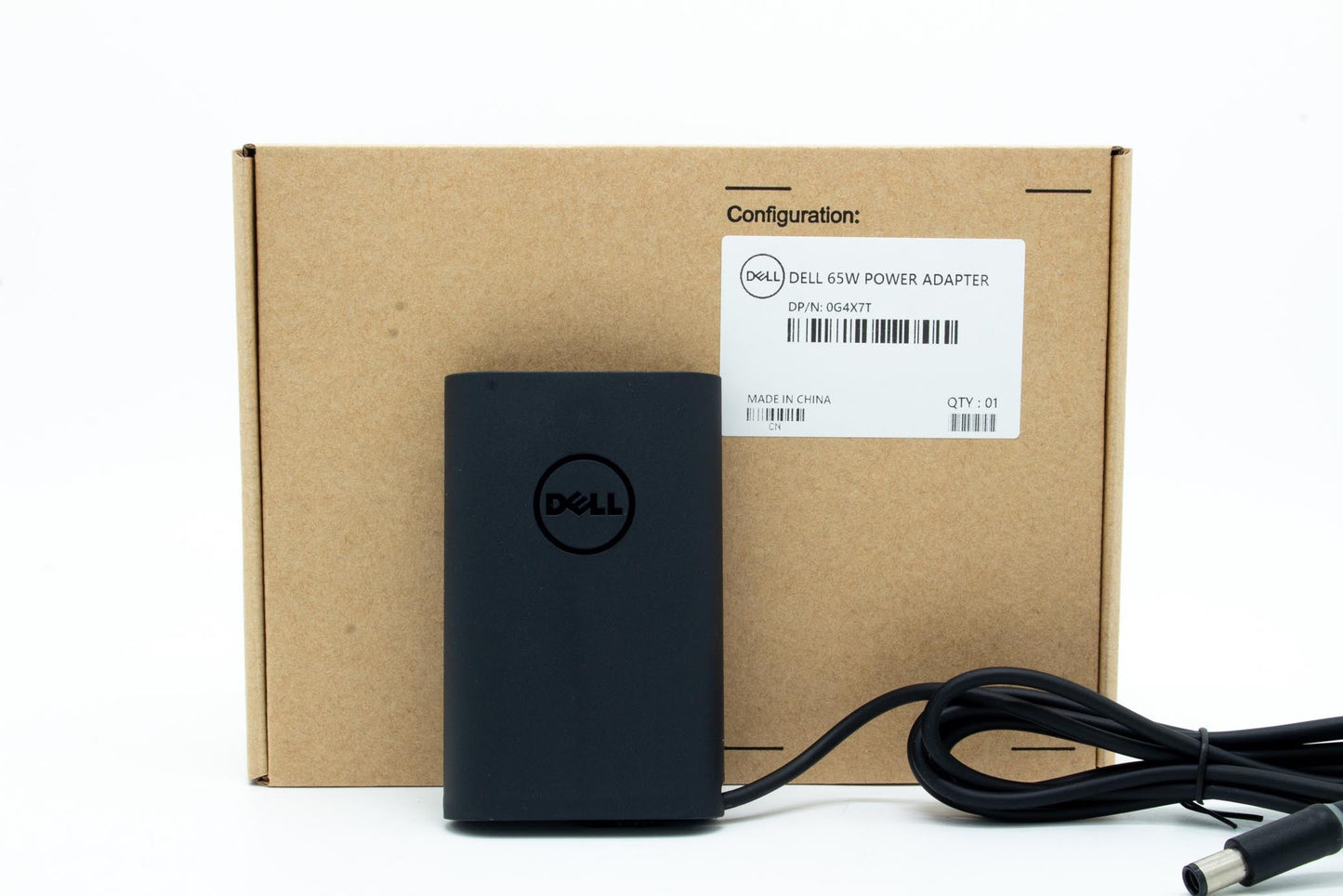 Dell 65W AC power adapter, 19.5V output, 3.34A current, proprietary 7.4mm connector, compatible with Dell Latitude laptops