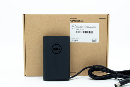 Dell 65W AC power adapter, 19.5V output, 3.34A current, proprietary 7.4mm connector, compatible with Dell Latitude laptops