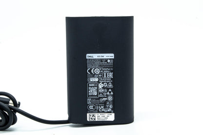 Dell 65W AC power adapter, 19.5V output, 3.34A current, proprietary 7.4mm connector, compatible with Dell Latitude laptops