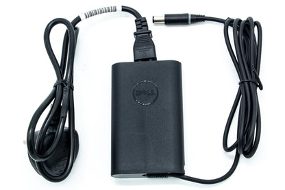 Dell 65W AC power adapter, 19.5V output, 3.34A current, proprietary 7.4mm connector, compatible with Dell Latitude laptops