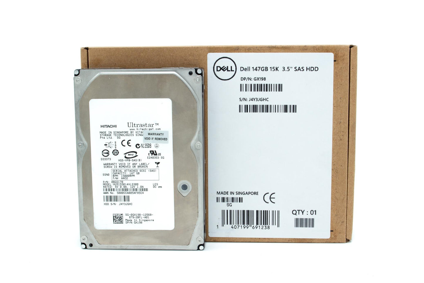 Dell 0B20915 146GB 15K SAS 3.5" 3G HDD Hitachi HUS151414VLS30 Hard disk Drive