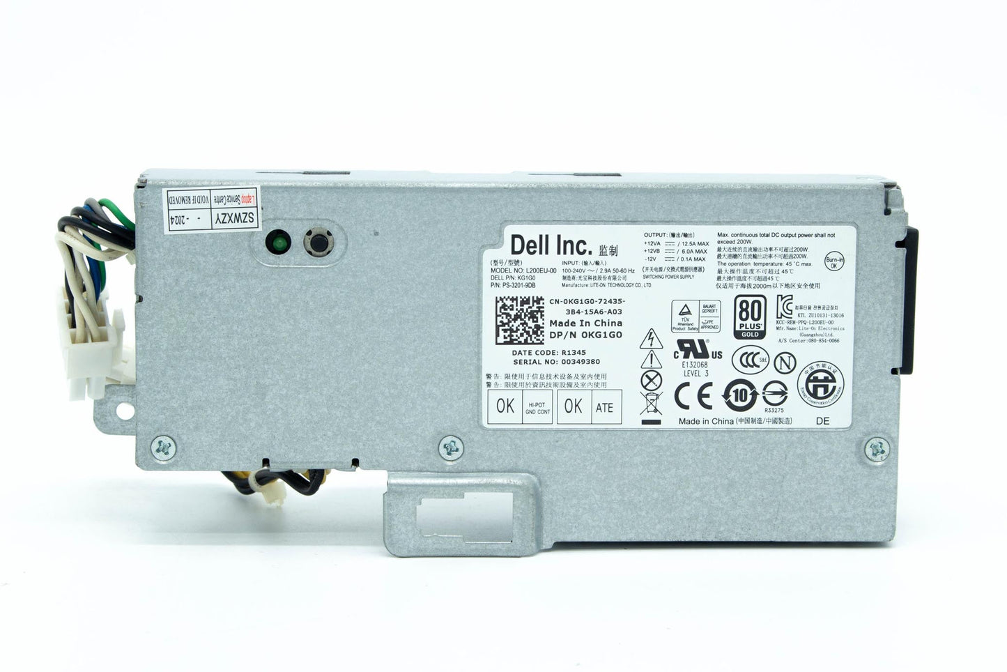 Dell Power Supply, 200 Watts, 100V-240V, Ultra Small Form Factor, Active Power Factor Correction, Non-Redundant, Liteon, E-Star