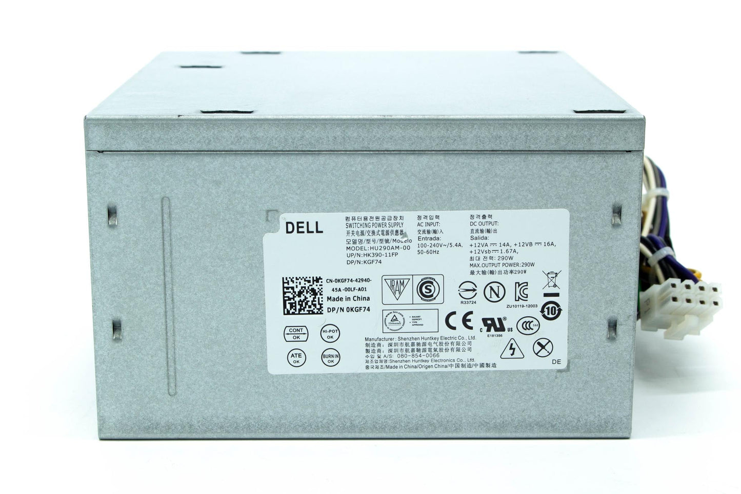 Dell Power Supply, 290 Watts, 100V-240V, Mini Tower, Active Power Factor Correction, Non-Redundant, Huntkey, (Interchangeable w/ KPRG9, N0KPM, RVTHD)