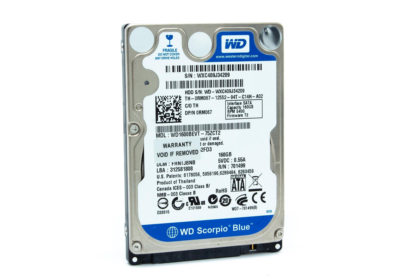 Western Digital (WD1600BEVT) 160GB 2.5" HDD in Qatar 