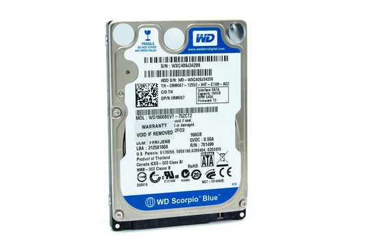 Hard Drive Dell 0RM067 WD1600BEVT 160GB 5400RPM SATA II 8MB 2.5'