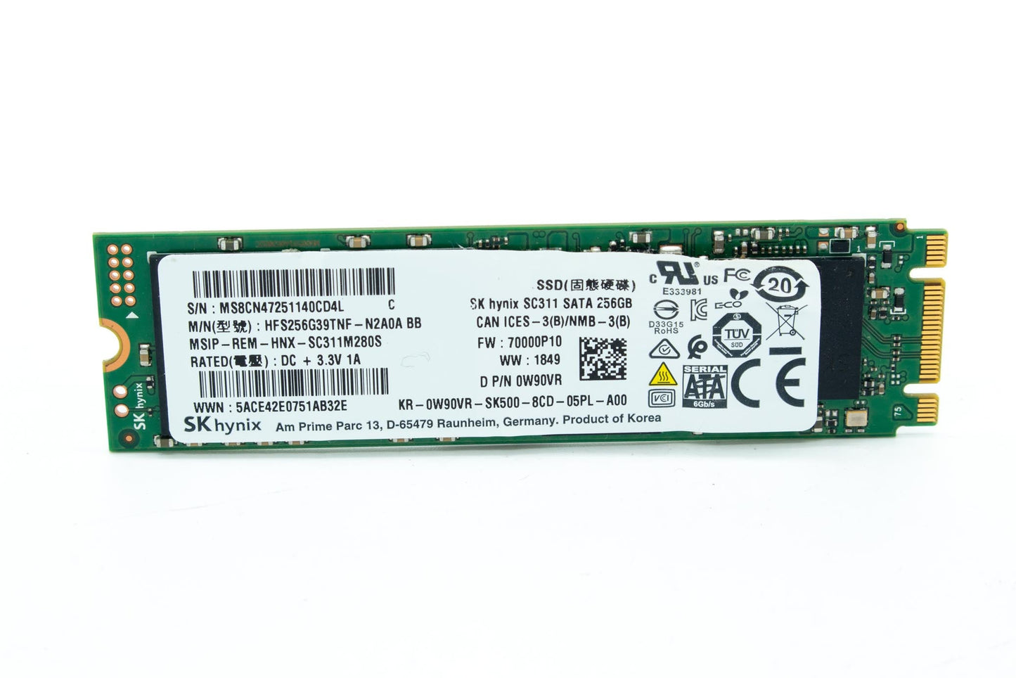 Dell 256GB 6G MLC SATA M.2 SSD