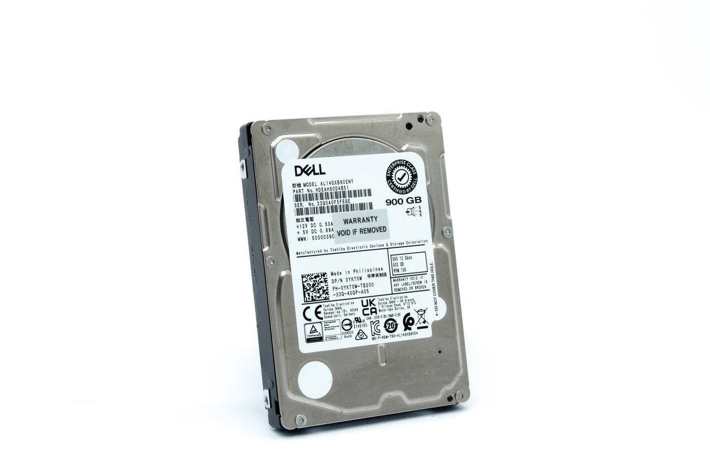 Dell 900GB, HDD, 15K RPM, 2.5 inch, Non Encrypted, SAS, 512b, 32MB, AL14S, Enterprise Class