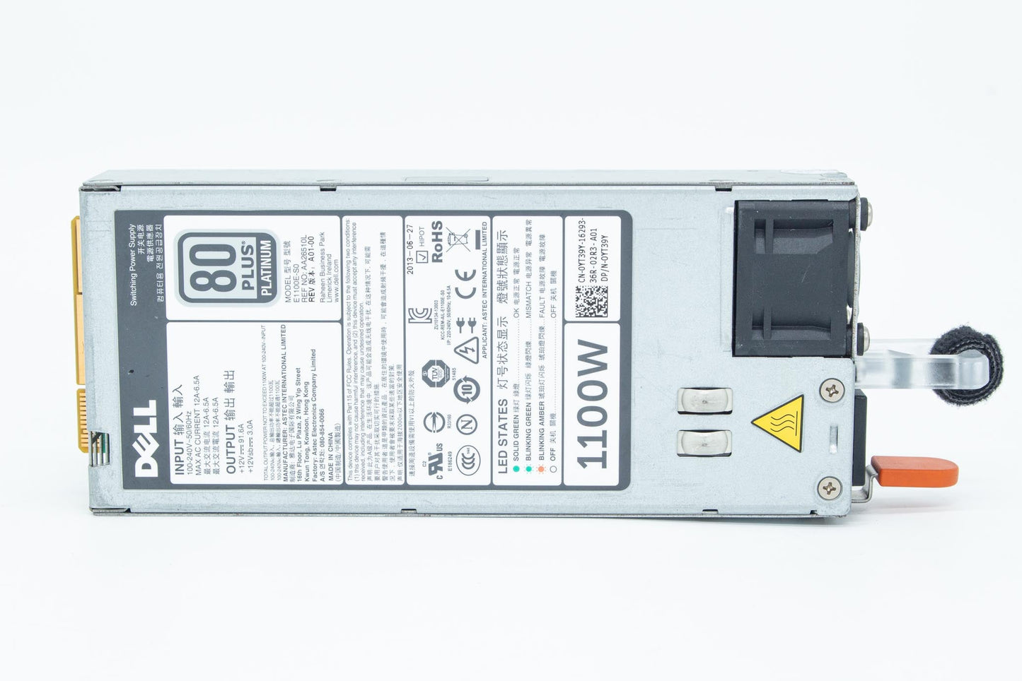 Dell 1100W PLATINUM POWER SUPPLY FOR POWERDEDGE