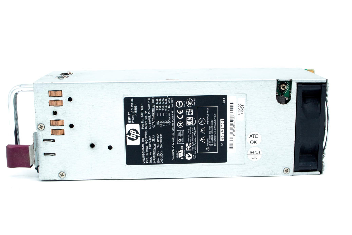 HP ProLiant ML350 G3 Server PS-5501-1C 500W Redundant Power Supply