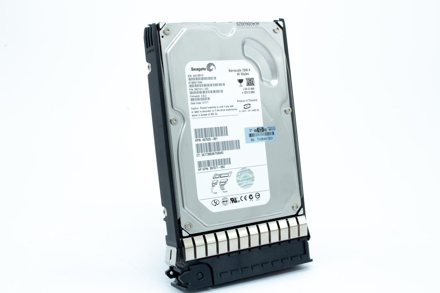80GB hot-plug SATA hard disk drive - 7,200 RPM, 1.5Gb/sec transfer rate, 3.5-inch large form factor (LFF) - Includes 1-inch high drive tray