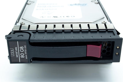 80GB hot-plug SATA hard disk drive - 7,200 RPM, 1.5Gb/sec transfer rate, 3.5-inch large form factor (LFF) - Includes 1-inch high drive tray