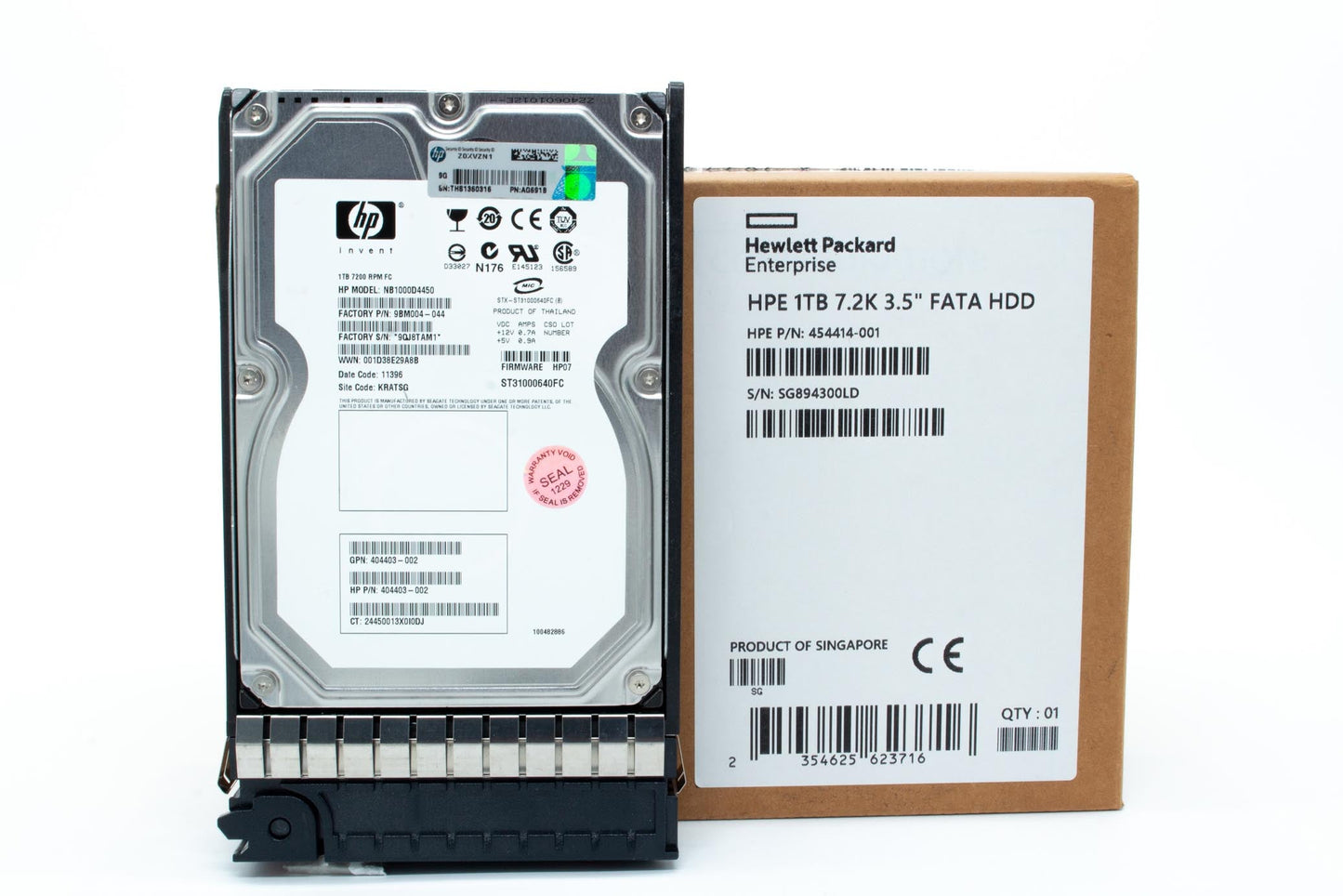 Part 454414-001 is no longer supplied. Please order the replacement, 671148-001. 1TB Fibre Attached Technology Adapted (FATA) hard drive - 7,200 RPM, 3.5-inch large form factor (LFF), 2/4 Gb/s interface