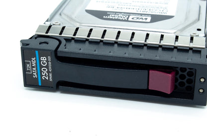 250GB hot-plug SATA hard disk drive - 7,200 RPM, 3Gb/sec transfer rate, Native Command Queing (NCQ), 3.5-inch large form factor (LFF), Midline