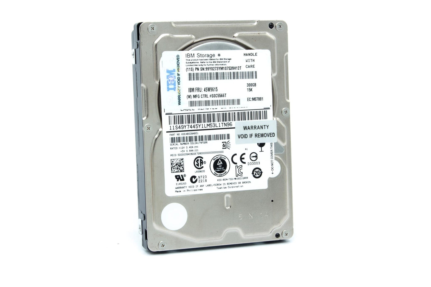 IBM 45W9615 45W9613 IBM 300GB 15K SAS 6G SFF 2.5" SAS HOT SWAP HARD DRIVE
