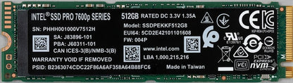 Intel Pro 7600p 512GB M.2 2280 PCIe Gen3 x4 NVMe SSD (SSDPEKKF512G8)