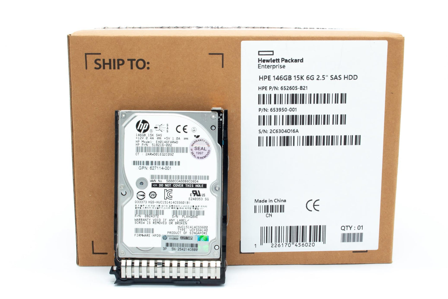 146GB hot-plug dual-port SAS hard disk drive - 6Gb/sec transfer rate, 15,000 RPM, 2.5-inch small form factor (SFF), Enterprise, SmartDrive Carrier (SC) - Not for use in MSA products - For use with Gen8/Gen9 or newer
