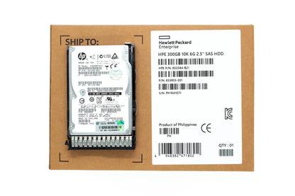 300GB hot-plug dual-port SAS hard disk drive - 6Gb/sec transfer rate, 10,000 RPM, 2.5-inch small form factor (SFF), Enterprise, SmartDrive Carrier (SC) - Not for use in MSA products - For use with Gen8/Gen9 or newer
