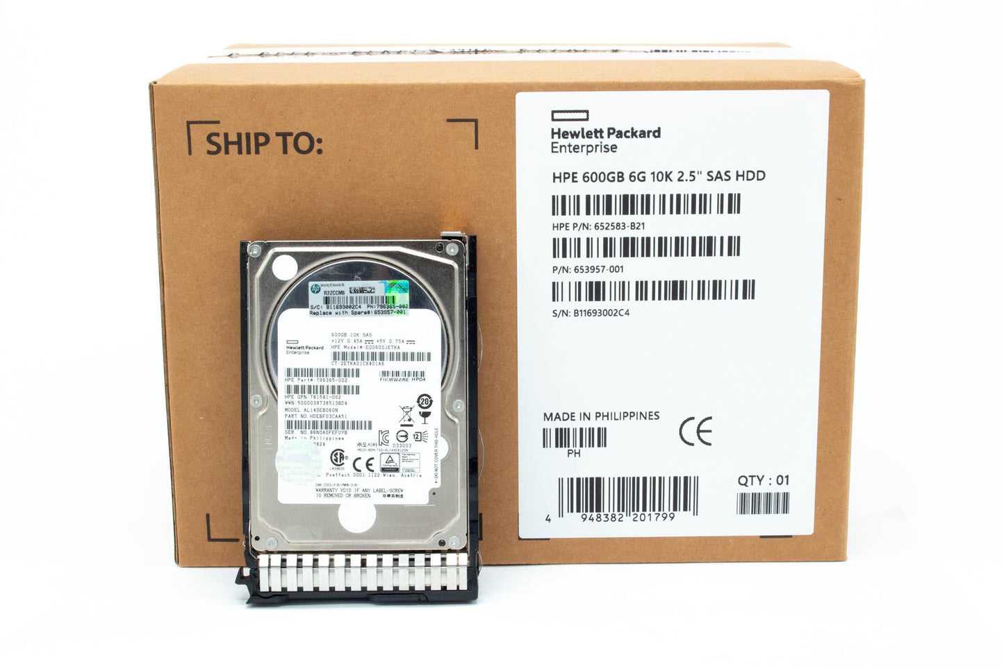 600GB hot-plug dual-port SAS hard disk drive - 6Gb/sec transfer rate, 10,000 RPM, 2.5-inch small form factor (SFF), SmartDrive Carrier (SC) - Not for use in MSA products - For use with Gen8/Gen9 or newer ;