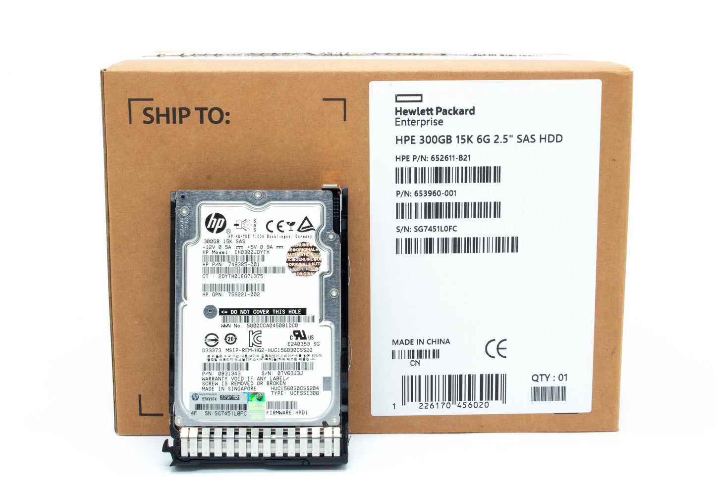 300GB hot-plug dual-port SAS hard disk drive - 6Gb/sec transfer rate, 15,000 RPM, 2.5-inch small form factor (SFF), Enterprise, SmartDrive Carrier (SC) - Not for use in MSA products - For use with Gen8/Gen9 or newer ;