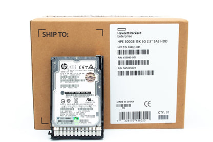 300GB hot-plug dual-port SAS hard disk drive - 6Gb/sec transfer rate, 15,000 RPM, 2.5-inch small form factor (SFF), Enterprise, SmartDrive Carrier (SC) - Not for use in MSA products - For use with Gen8/Gen9 or newer ;