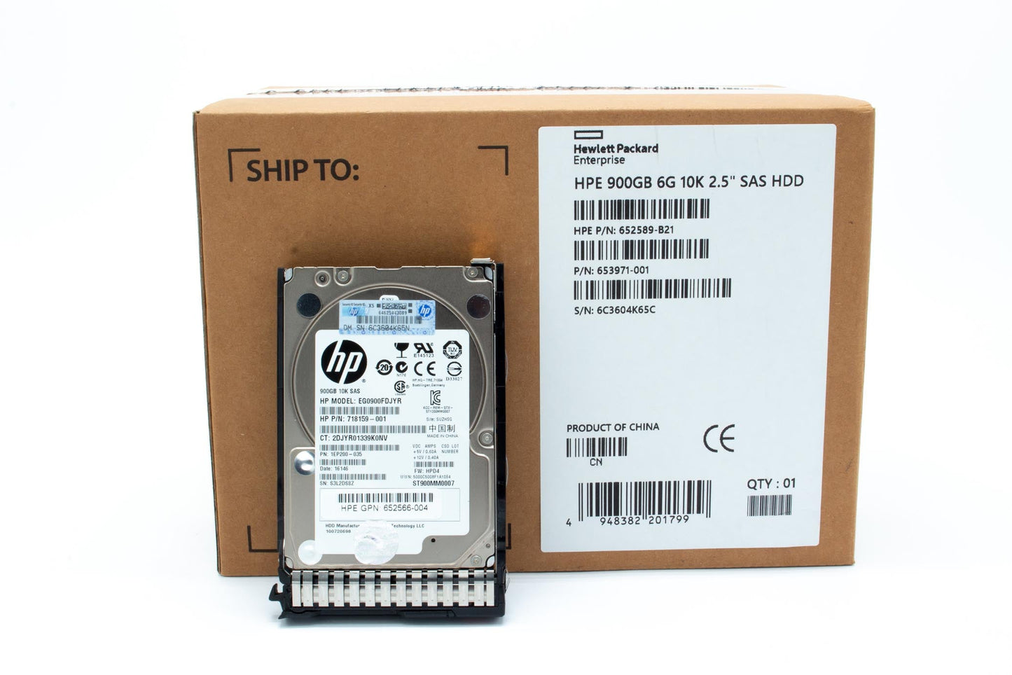 900GB hot-plug dual-port SAS hard disk drive - 6Gb/sec transfer rate, 10,000 RPM, 2.5-inch small form factor (SFF), Enterprise, SmartDrive Carrier (SC) - For use with Gen8/Gen9